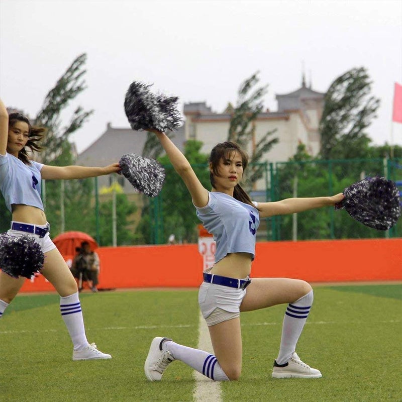 baotongle 12 PCS Cheerleading Squad Spirited Fun Poms Pompoms Cheer Costume Accessory for Party Dance Sports (slivery) - Image 5